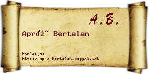 Apró Bertalan névjegykártya